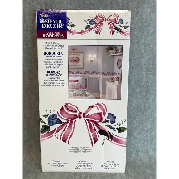 Plaid Stencil Decor Multi Layer Borders Bow Dazzlers Stencil Kit 26616 NEW Leaf - Picture 8 of 8